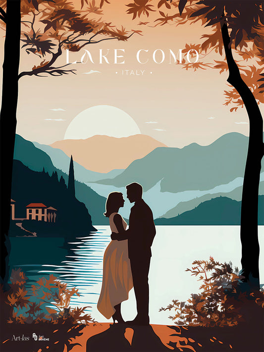 Prélude Amoureuse au Lac de Côme - Print d'Art Romantique