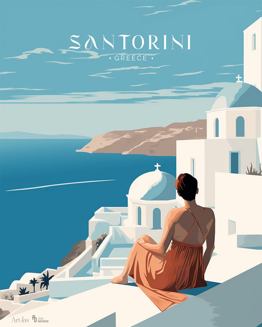 Rêverie à Santorin - Print d'Art Romantique